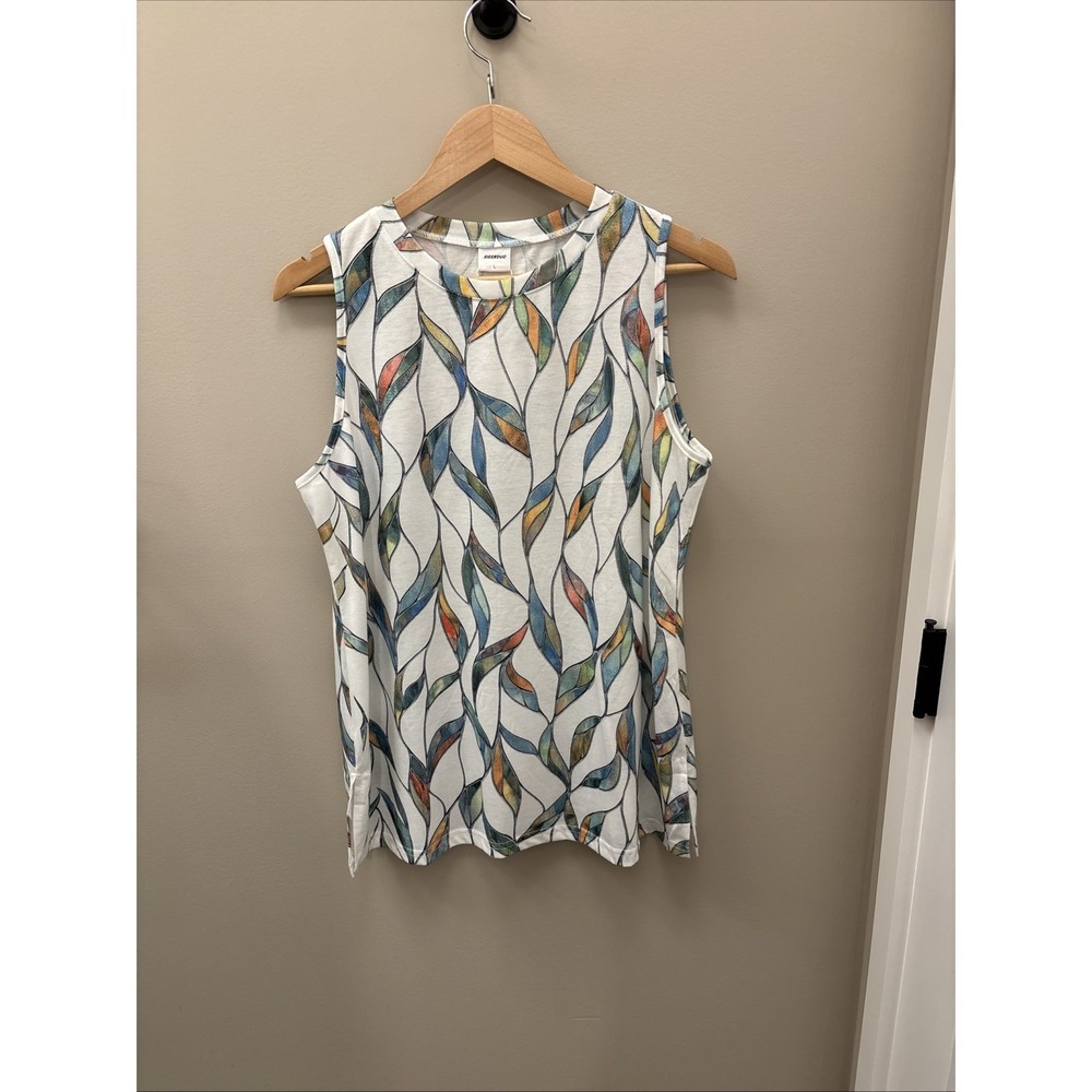 Xieerduo Teal Orange White Blue Sleeveless Basic Tank Top Womens Size Large NWT
